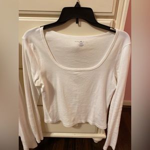 Brandy Melville white wide neck long sleeve